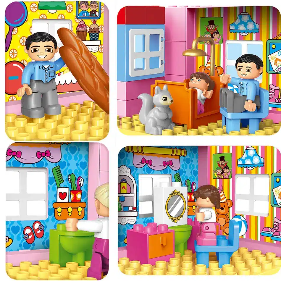 Duplos Friends Pink City Girl Princess Figure Family House Colourful Kids Building Block Educational Baby Toys Gift for 10505 10