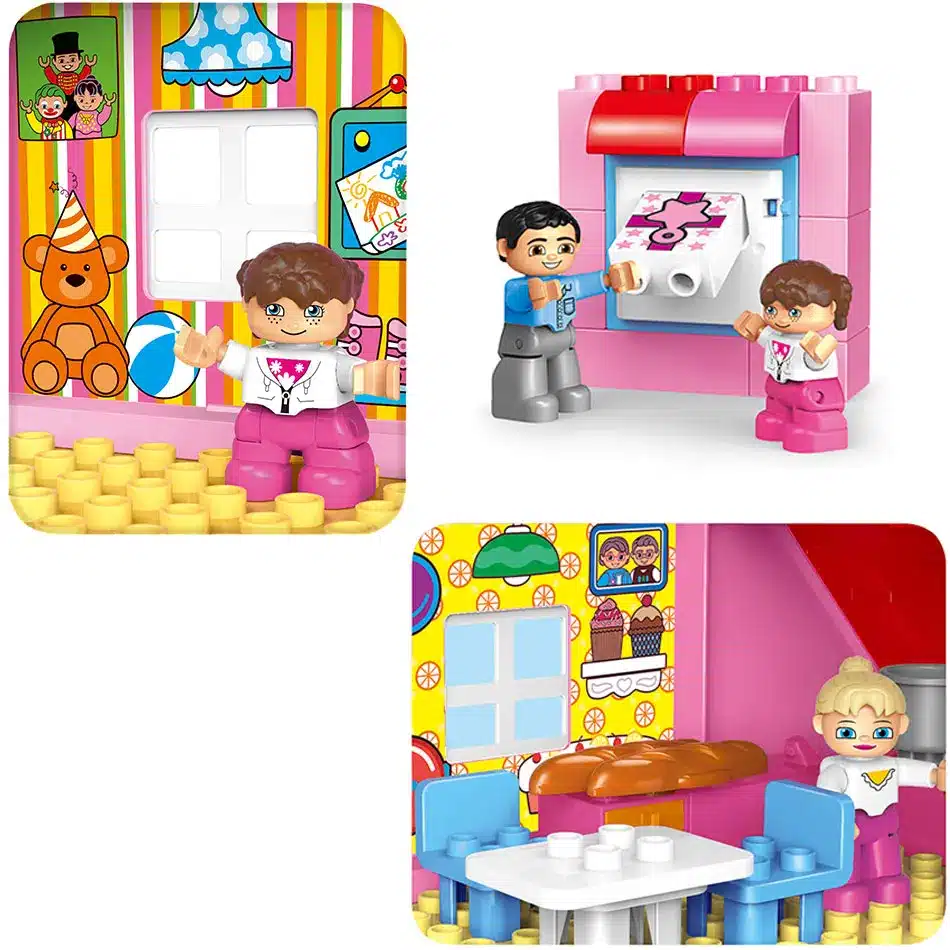 Duplos Friends Pink City Girl Princess Figure Family House Colourful Kids Building Block Educational Baby Toys Gift for 10505 11