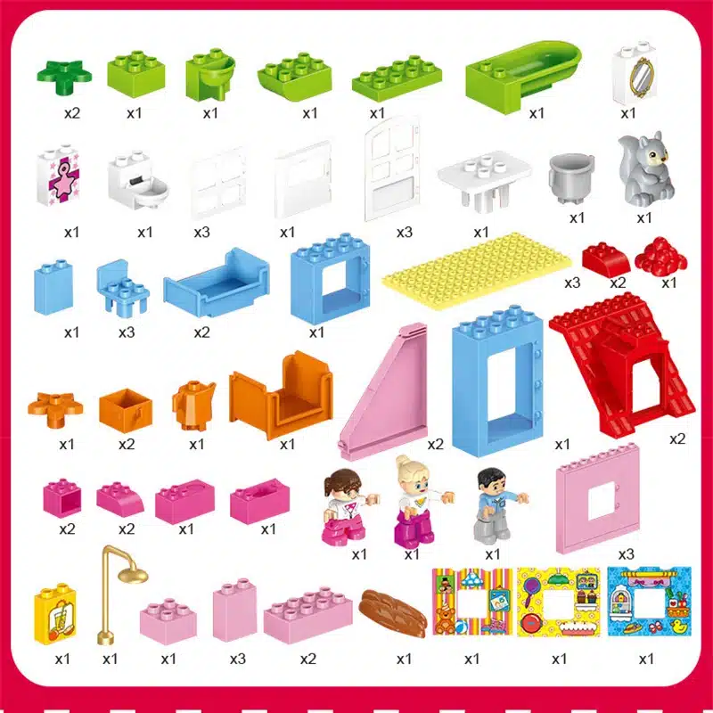 Duplos Friends Pink City Girl Princess Figure Family House Colourful Kids Building Block Educational Baby Toys Gift for 10505 14