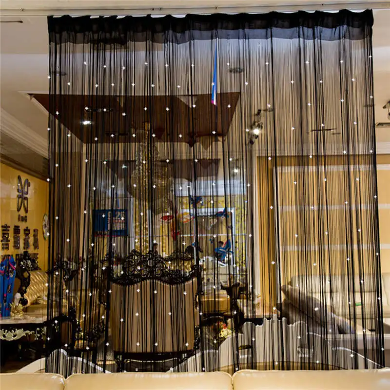 Beaded Curtain String Door Window Room Panel Glitter Crystal Ball Tassel String Line Door Window Curtain Room Divider Decorative 10