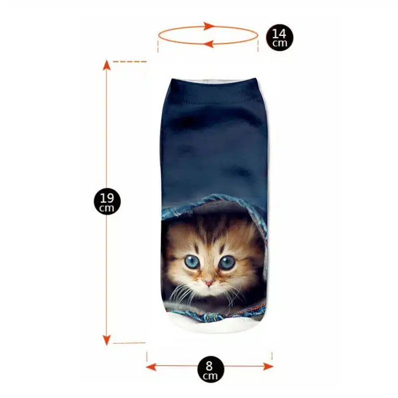 New Arrival 8 Colors 3D Cat Printed Anklet Socks Funny Casual Women Girls Short Socks Hosiery Clothing Accessories 8
