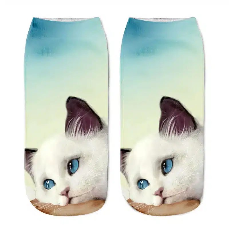 New Arrival 8 Colors 3D Cat Printed Anklet Socks Funny Casual Women Girls Short Socks Hosiery Clothing Accessories 10