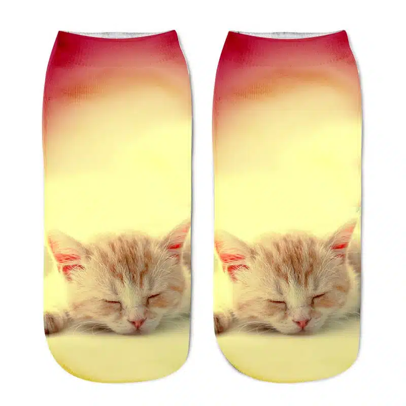 New Arrival 8 Colors 3D Cat Printed Anklet Socks Funny Casual Women Girls Short Socks Hosiery Clothing Accessories 12