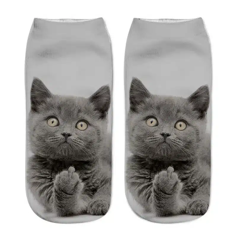 New Arrival 8 Colors 3D Cat Printed Anklet Socks Funny Casual Women Girls Short Socks Hosiery Clothing Accessories 14