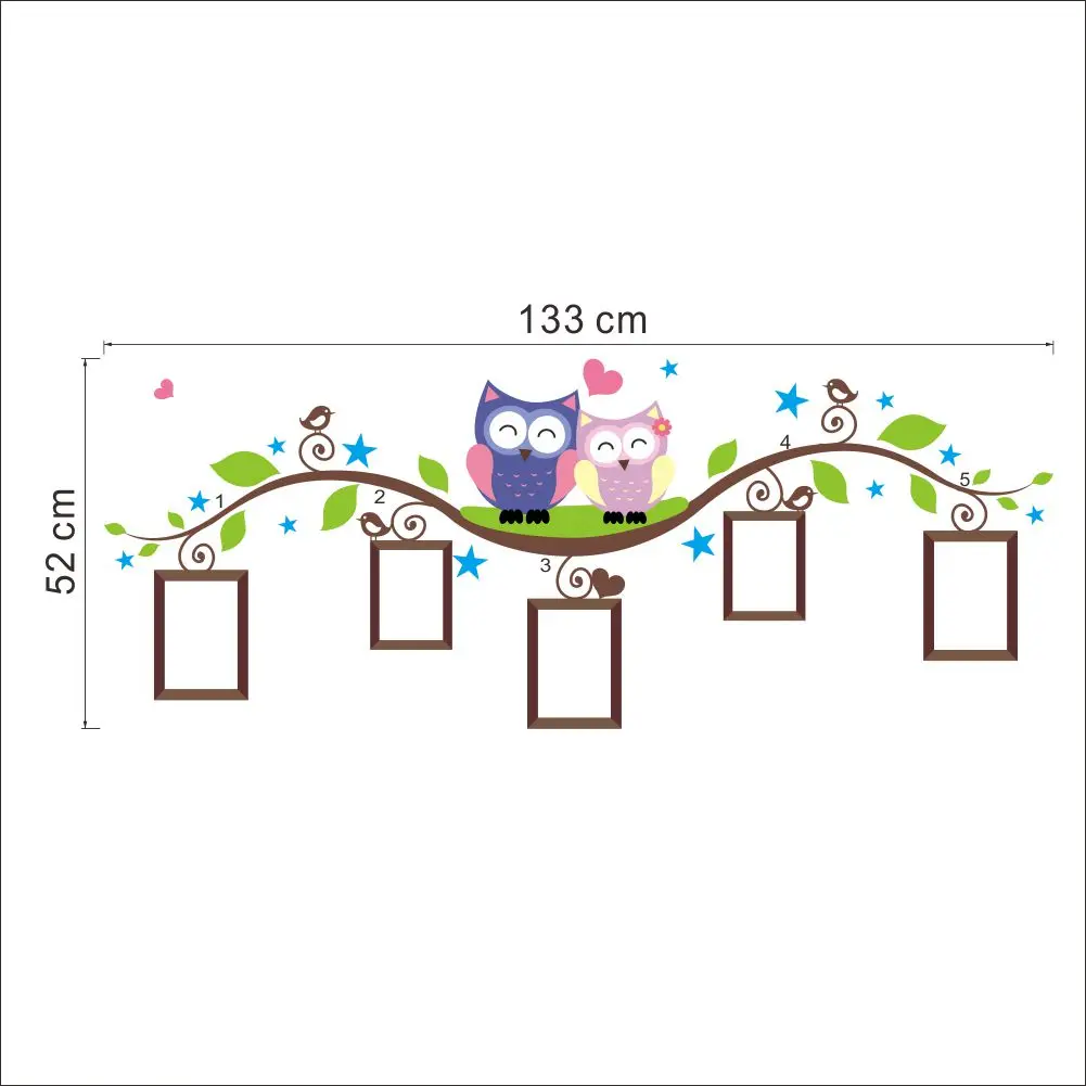 owls photo frame wall stickers home decoration bedrrom animals wall decals mural art living room cartoon flower vine zooyoo1021 4