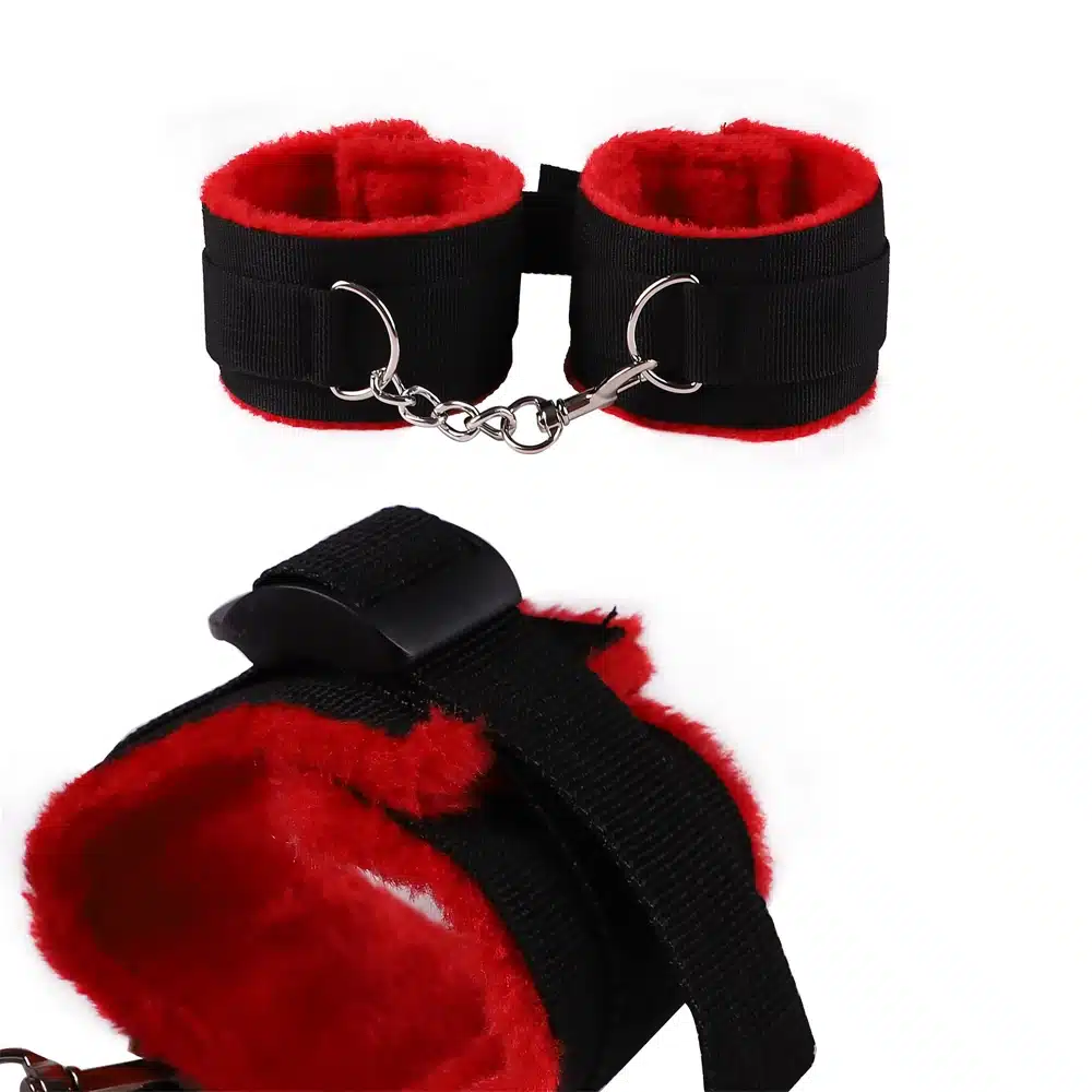 7 Pcs/set Sexy Lingerie Nylon BDSM Sex Bondage Set Accessories Hand Cuffs Footcuff Whip Blindfold Erotic Sex Toys For Couples 12