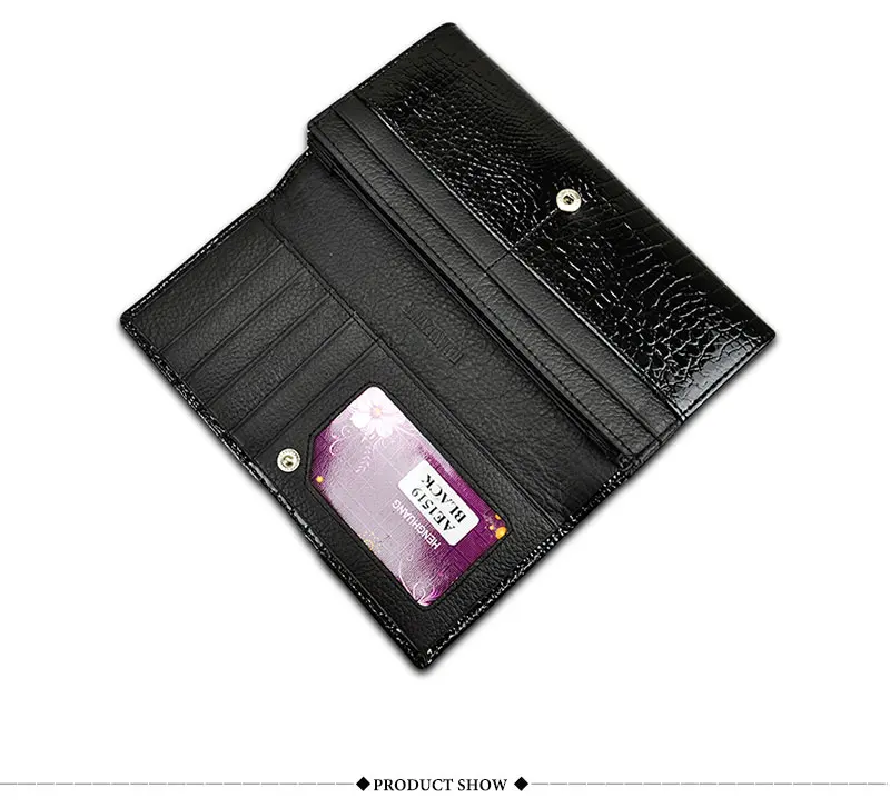 HH Genuine Leather Women Wallets Alligator Long Hasp Zipper Wallet Ladies Clutch Bag Purse 2019 New Female Luxury Purses 27