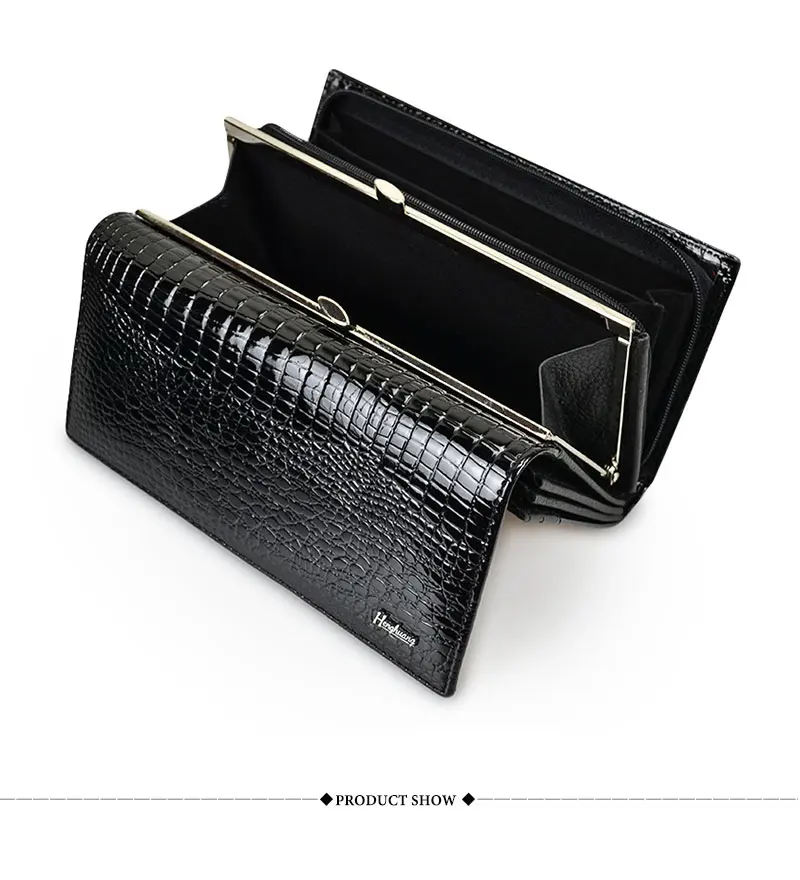 HH Genuine Leather Women Wallets Alligator Long Hasp Zipper Wallet Ladies Clutch Bag Purse 2019 New Female Luxury Purses 28