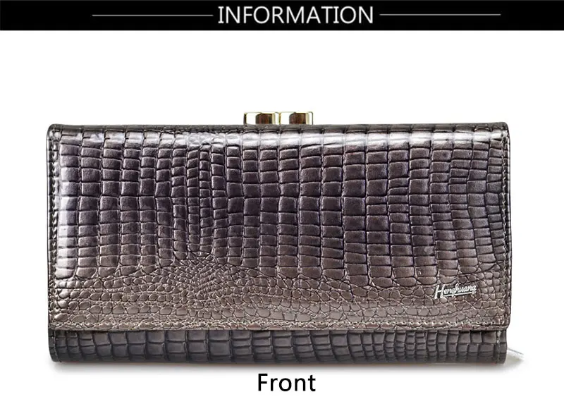 HH Genuine Leather Women Wallets Alligator Long Hasp Zipper Wallet Ladies Clutch Bag Purse 2019 New Female Luxury Purses 37