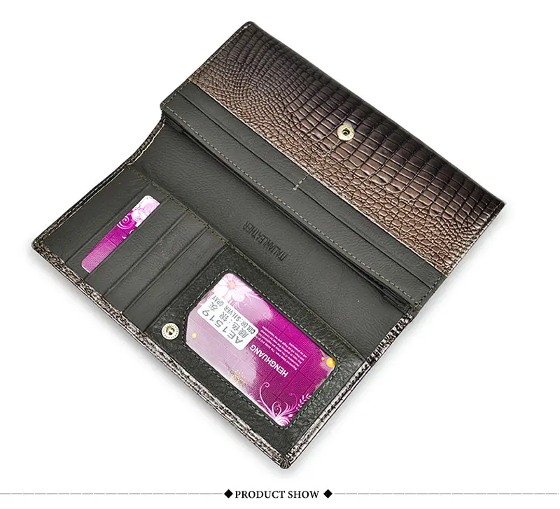 HH Genuine Leather Women Wallets Alligator Long Hasp Zipper Wallet Ladies Clutch Bag Purse 2019 New Female Luxury Purses 39