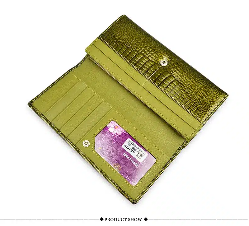 HH Genuine Leather Women Wallets Alligator Long Hasp Zipper Wallet Ladies Clutch Bag Purse 2019 New Female Luxury Purses 42