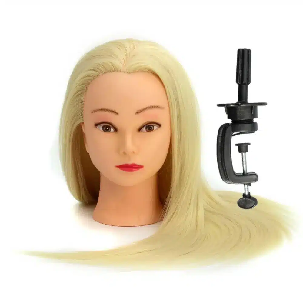 CAMMITEVER White Hair Mannequins Salon Hairdressing Hair Styling Training Head Mannequin 20'' With Holder Hairstyling Practice 15