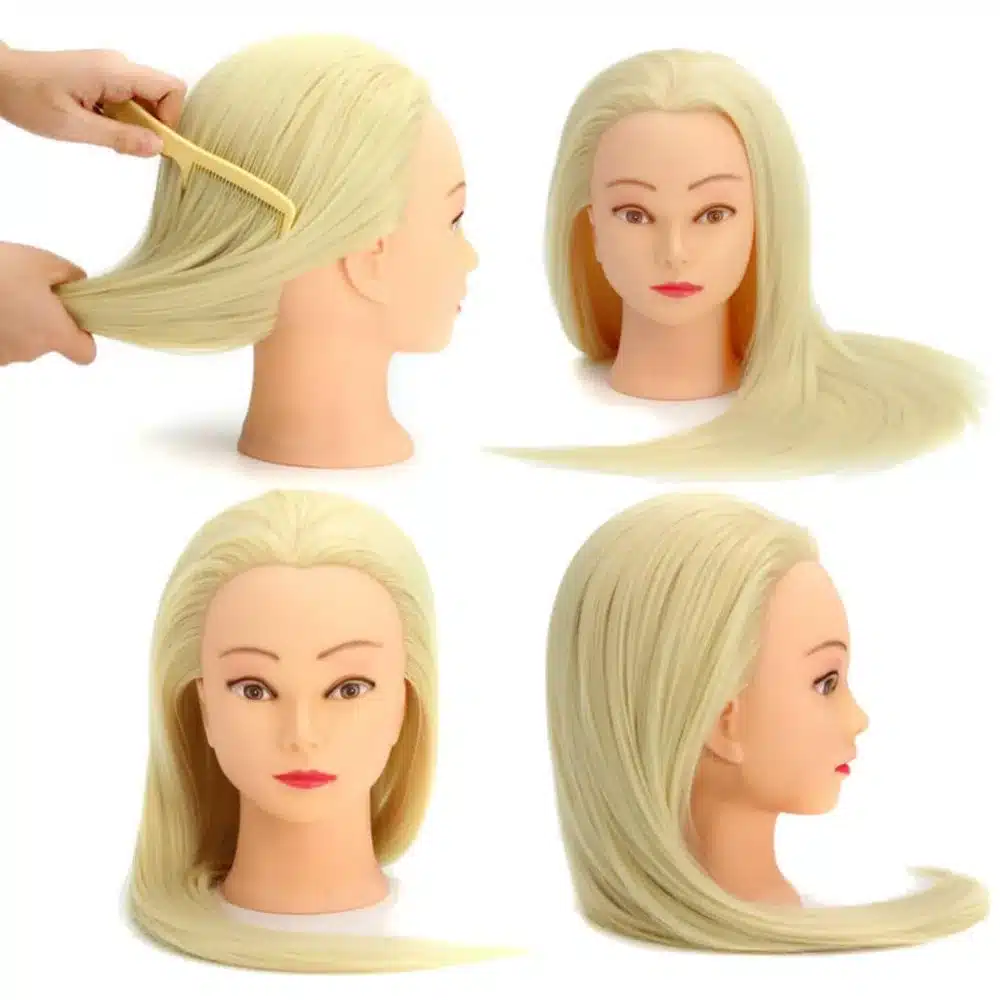 CAMMITEVER White Hair Mannequins Salon Hairdressing Hair Styling Training Head Mannequin 20'' With Holder Hairstyling Practice 16