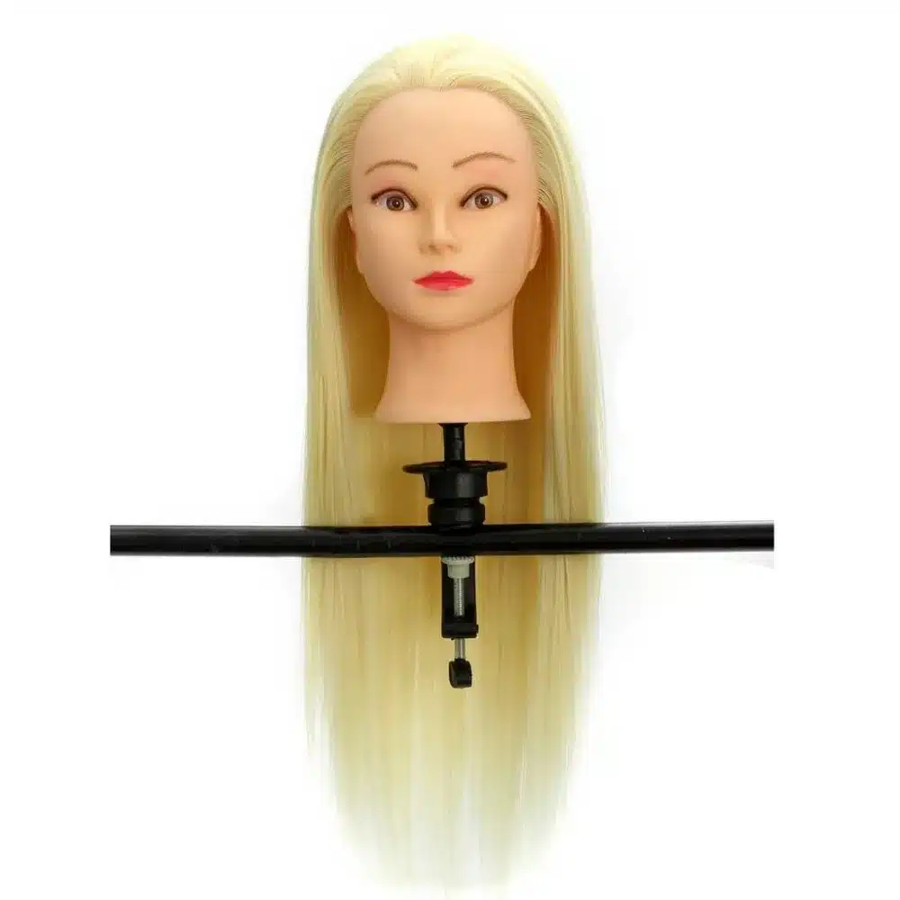 CAMMITEVER White Hair Mannequins Salon Hairdressing Hair Styling Training Head Mannequin 20'' With Holder Hairstyling Practice 17