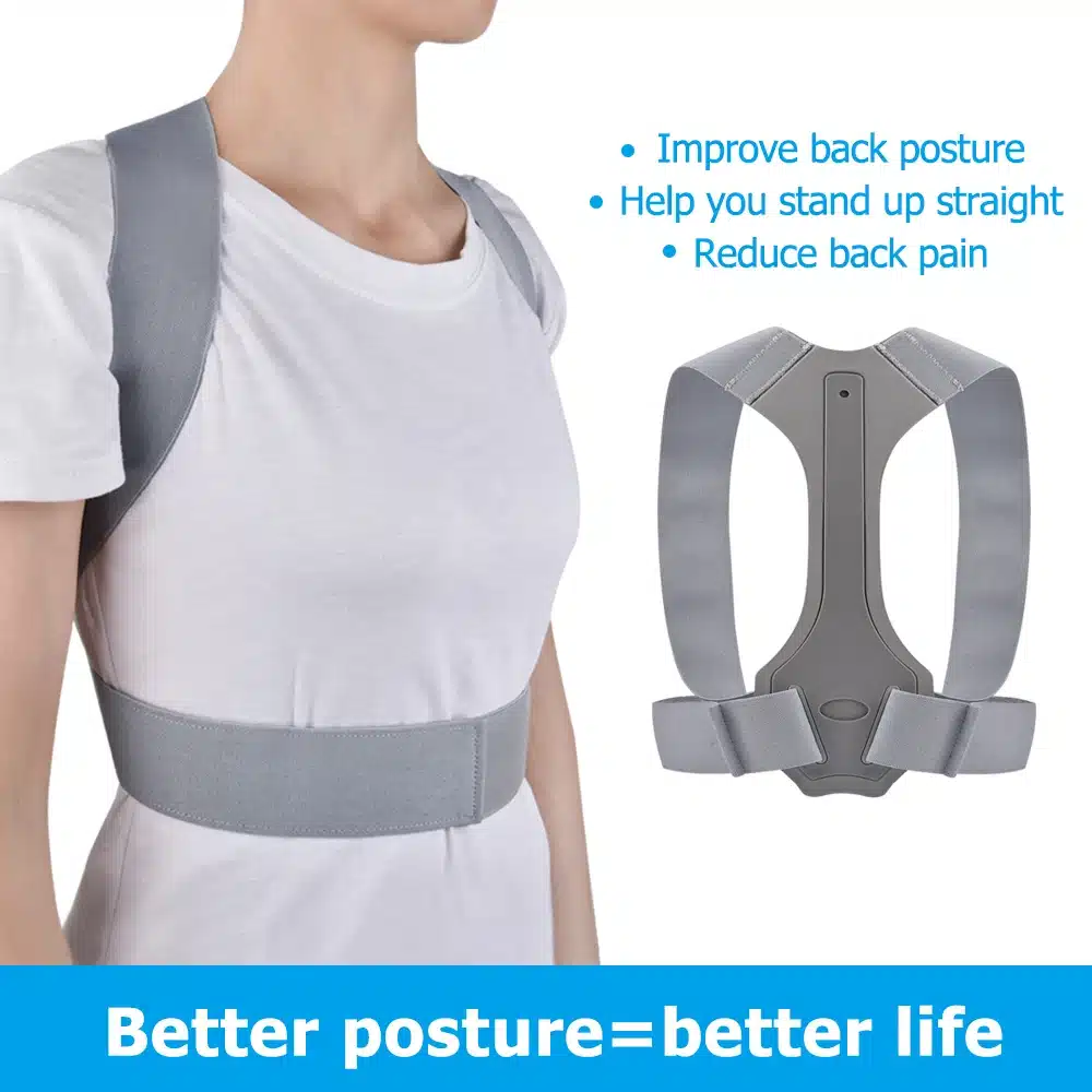 Adjustable Size Back Posture Corrector Back Pain Relief Support Spine Waist Straps Posture Correction Silver Belt For Men women 15