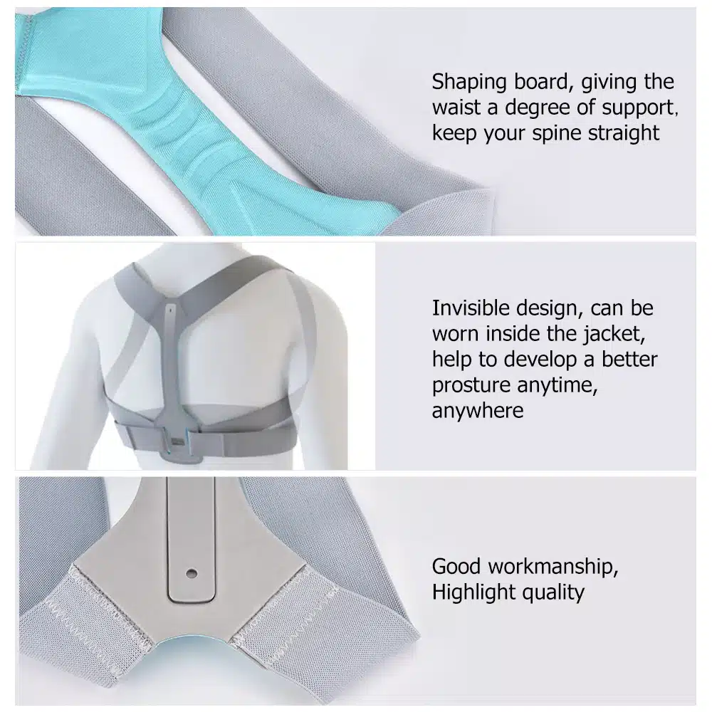 Adjustable Size Back Posture Corrector Back Pain Relief Support Spine Waist Straps Posture Correction Silver Belt For Men women 17