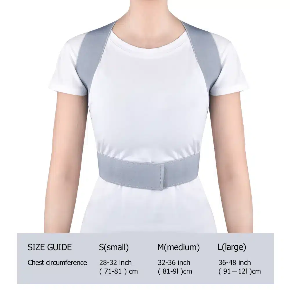 Adjustable Size Back Posture Corrector Back Pain Relief Support Spine Waist Straps Posture Correction Silver Belt For Men women 18