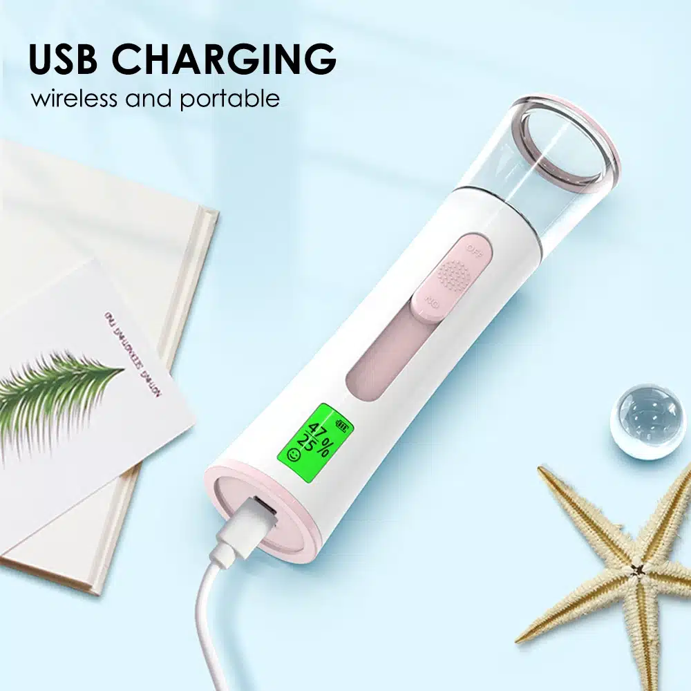 valge kaasaskantav näoaurutaja LCD ekraaniga, USB laadimisega