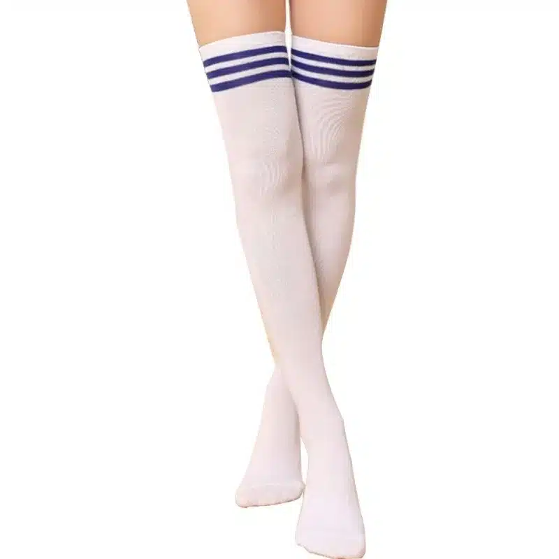 Summer Autumn Casual Over Knee Black Noir Socks Hot Thigh High Sexy Cotton Socks Women's Striped Over Knee Girl Lady Sock 7
