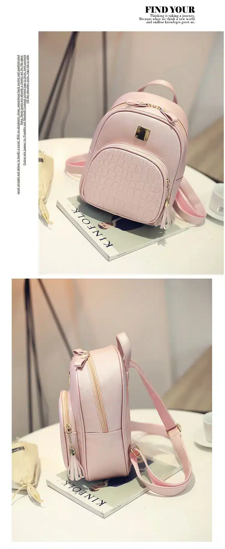 EnoPella women backpack leather school bags for teenager girls stone sequined female preppy style small backpack 21