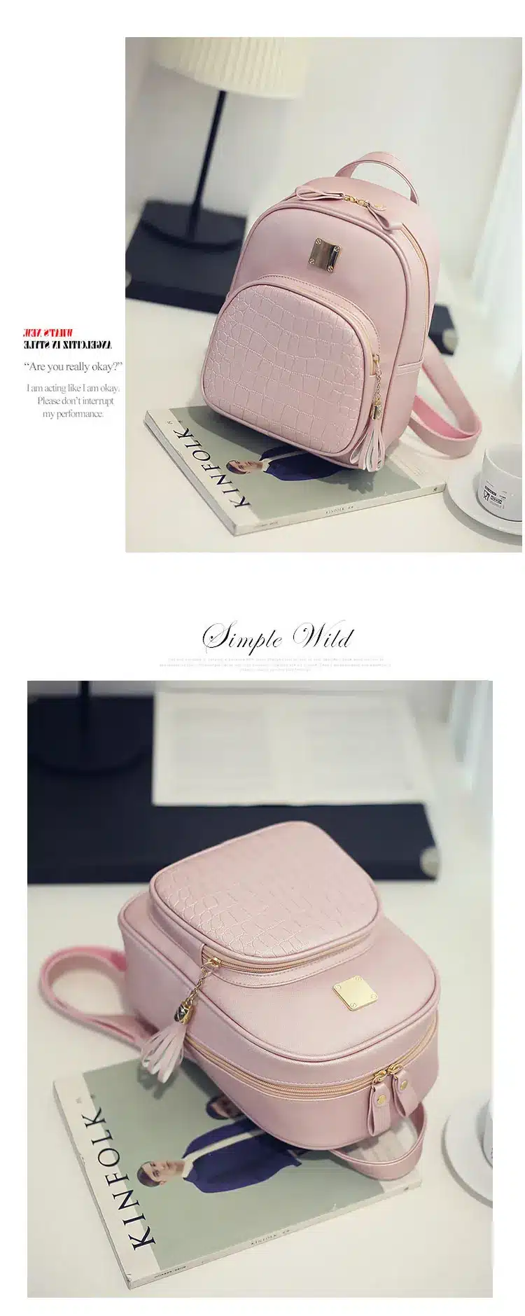 EnoPella women backpack leather school bags for teenager girls stone sequined female preppy style small backpack 25