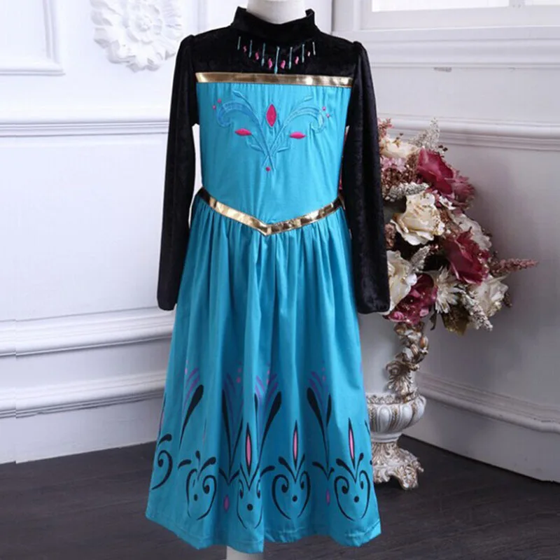 Snow Queen Princess Anna Elsa Dresses for Girls Party Birthday Frozen Elsa Dress Cosplay Elza Costumes Kids Girls Clothing 5
