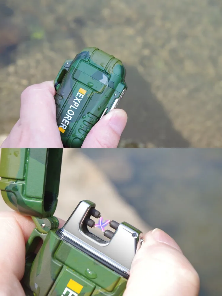 Waterproof USB Plasma Lighter Double Arc For Outdoor Camping Sports Cigarette Lighter For Smoking 16