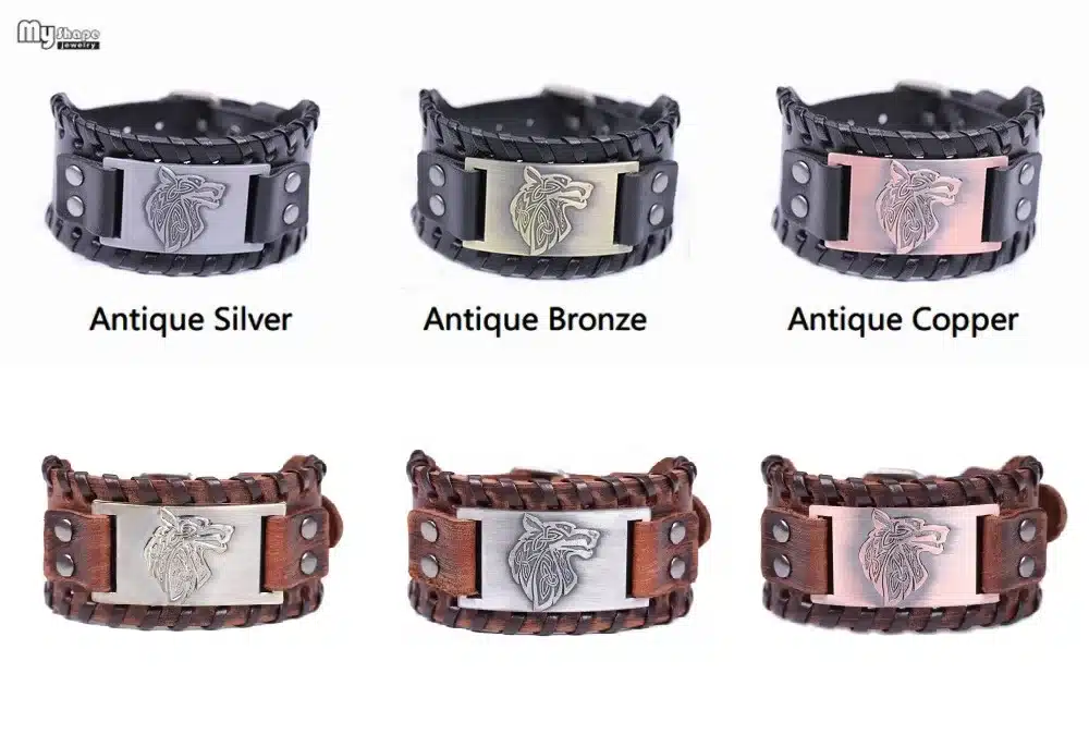 My Shape Vintage Religion Bangle Viking Wolf Bracelet Men Wide Genuine Leather Strap Bracelets Bangles Totem Jewery Accessories 14