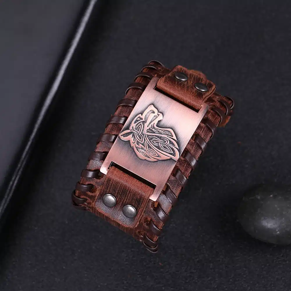 My Shape Vintage Religion Bangle Viking Wolf Bracelet Men Wide Genuine Leather Strap Bracelets Bangles Totem Jewery Accessories 41