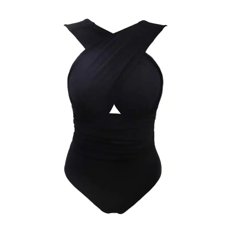 Summer new S-XXL 2017 Sexy Cross Halter women swimwear one piece swimsuit Black red Solid women bathing suits D0117 19