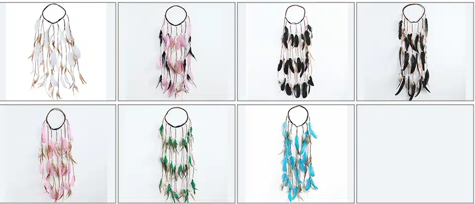 Feather Rope Crown AWAYTR 2018 Boho White Elastic Gypsy Festival Head Band for Women Fashion Indian Hair Accessories 18