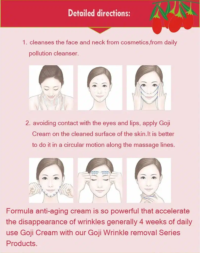 100ML Goji Facial Cream With Hyaluronic Acid Paraben Free Fragrance Free Face Cream Anti-aging Anti Wrinkle Remove Spots 23