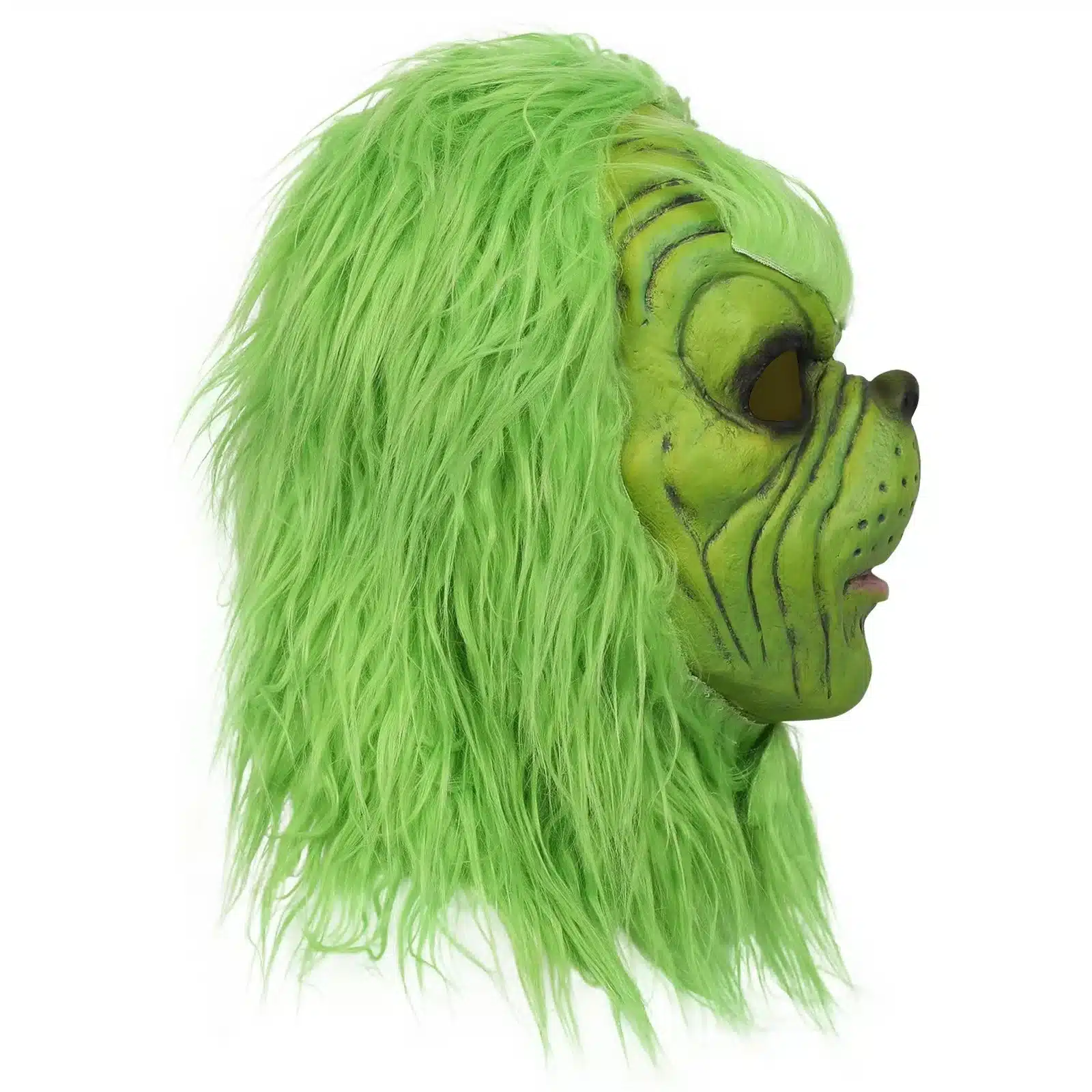 roheline karvane mask, millel on grinchile iseloomulikud jooned