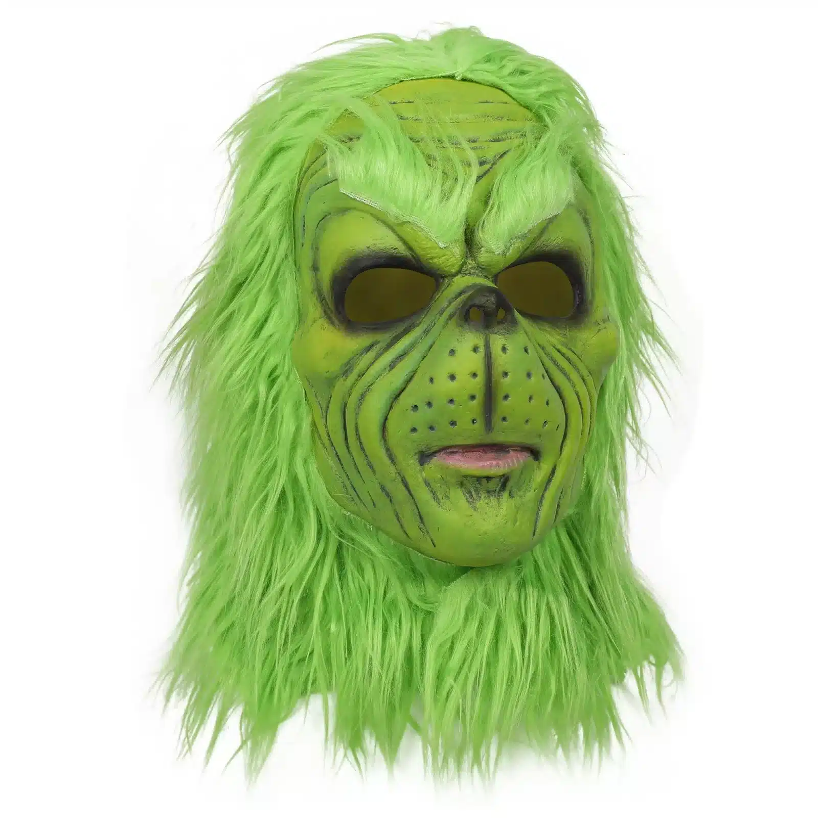 roheline karvane mask, millel on grinchile iseloomulikud näojooned