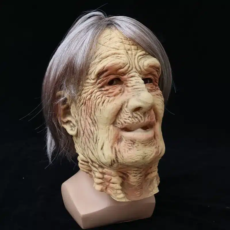 kortsuline vanamehe mask hallide juustega