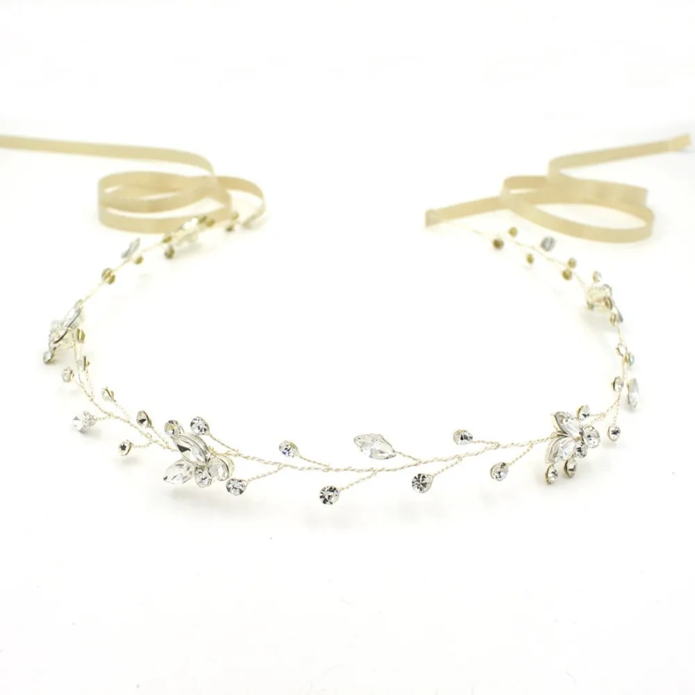 Vintage Simple Clear Crystals Wedding Hair Vine Bridal Headpiece Headband Hair Accessories Bridesmaids Headdress 2