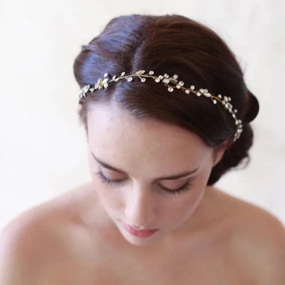 Vintage Simple Clear Crystals Wedding Hair Vine Bridal Headpiece Headband Hair Accessories Bridesmaids Headdress 5