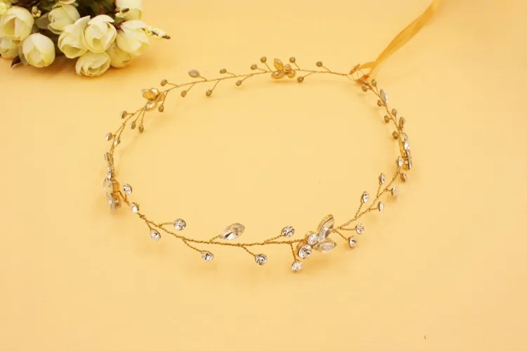 Vintage Simple Clear Crystals Wedding Hair Vine Bridal Headpiece Headband Hair Accessories Bridesmaids Headdress 7