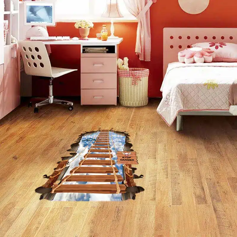 3D põrandakleeps, millel on sild üle vee