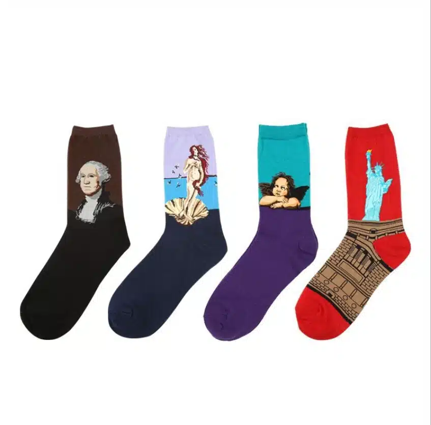 Hot Dropshipping Autumn winter Retro Women New Art Van Gogh Mural World Famous Oil Painting Series Men Socks Funny Socks 4