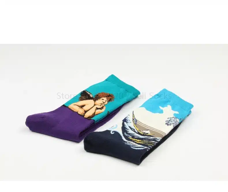 Hot Dropshipping Autumn winter Retro Women New Art Van Gogh Mural World Famous Oil Painting Series Men Socks Funny Socks 8