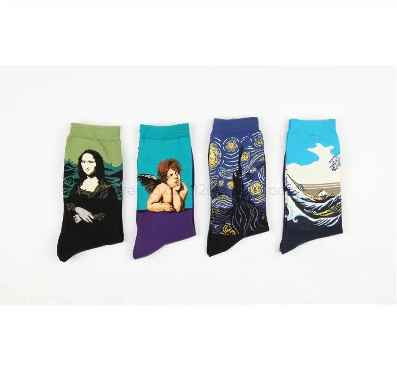 Hot Dropshipping Autumn winter Retro Women New Art Van Gogh Mural World Famous Oil Painting Series Men Socks Funny Socks 9