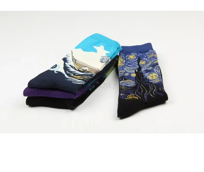 Hot Dropshipping Autumn winter Retro Women New Art Van Gogh Mural World Famous Oil Painting Series Men Socks Funny Socks 15