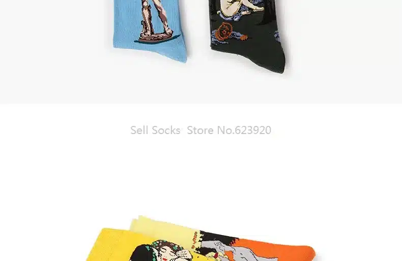Hot Dropshipping Autumn winter Retro Women New Art Van Gogh Mural World Famous Oil Painting Series Men Socks Funny Socks 18