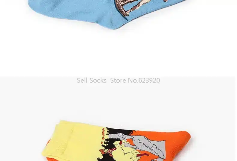 Hot Dropshipping Autumn winter Retro Women New Art Van Gogh Mural World Famous Oil Painting Series Men Socks Funny Socks 21