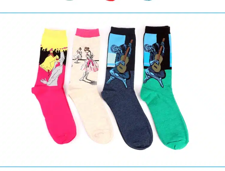 Hot Dropshipping Autumn winter Retro Women New Art Van Gogh Mural World Famous Oil Painting Series Men Socks Funny Socks 26