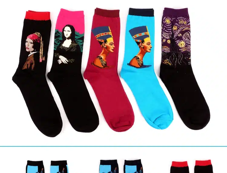 Hot Dropshipping Autumn winter Retro Women New Art Van Gogh Mural World Famous Oil Painting Series Men Socks Funny Socks 27
