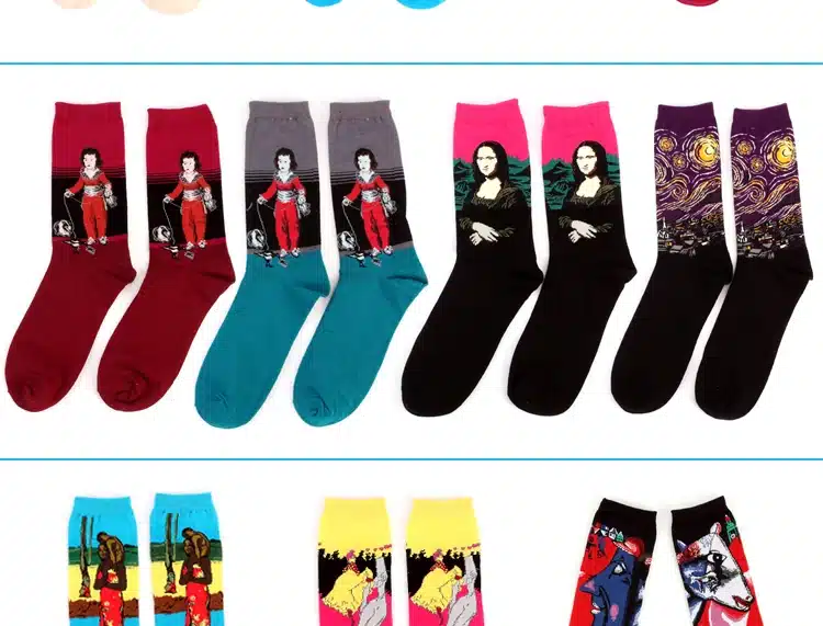 Hot Dropshipping Autumn winter Retro Women New Art Van Gogh Mural World Famous Oil Painting Series Men Socks Funny Socks 29