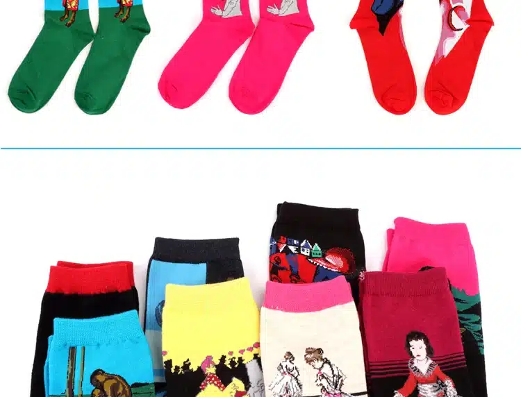 Hot Dropshipping Autumn winter Retro Women New Art Van Gogh Mural World Famous Oil Painting Series Men Socks Funny Socks 30