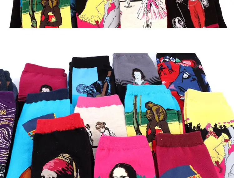 Hot Dropshipping Autumn winter Retro Women New Art Van Gogh Mural World Famous Oil Painting Series Men Socks Funny Socks 31